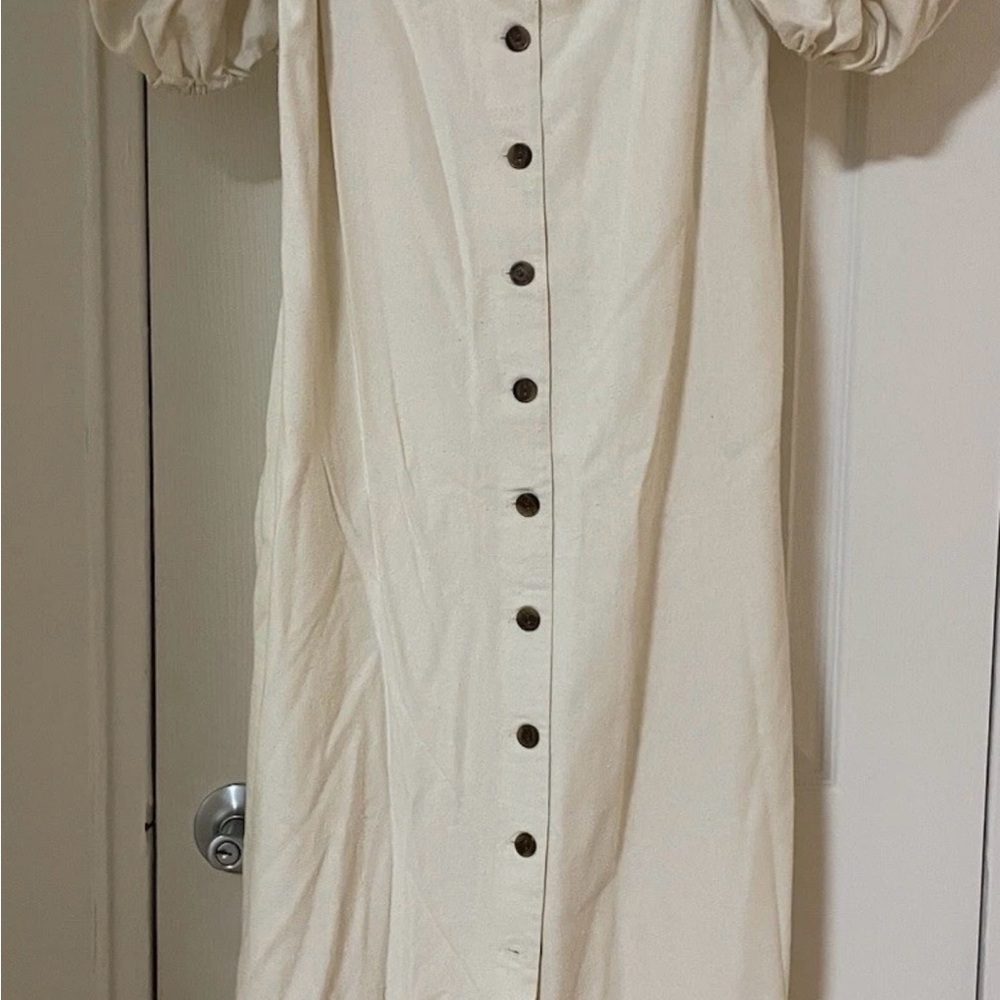 Na Nin Cream Raw Silk Noil Fiona Dress Small